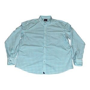 UNTUCKit Mens XX‎ Large Wrinkle Free Gingham Button Down Shirt Light Green White